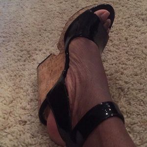 Black patent wedges